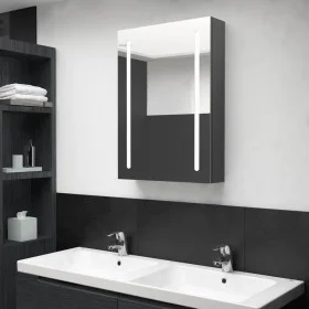Armario de baño con espejo y luz LED gris 50x13x70 cm de vidaXL, Tocadores de baño - Ref: Foro24-326497, Precio: 107,81 €, De...