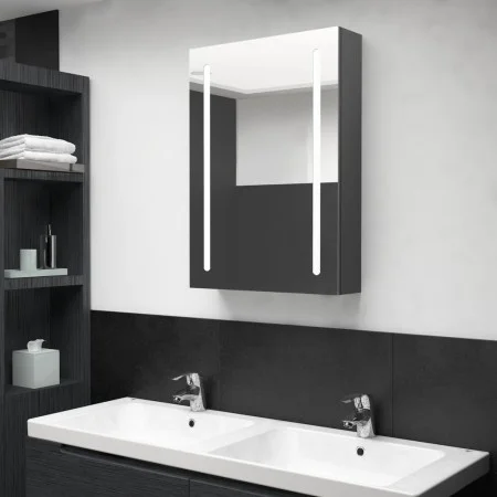 Armario de baño con espejo y luz LED gris 50x13x70 cm de vidaXL, Tocadores de baño - Ref: Foro24-326497, Precio: 107,81 €, De...