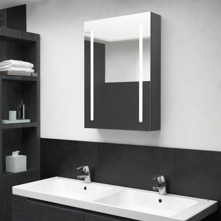 Armario de baño con espejo y luz LED gris 50x13x70 cm de vidaXL, Tocadores de baño - Ref: Foro24-326497, Precio: 109,51 €, De...