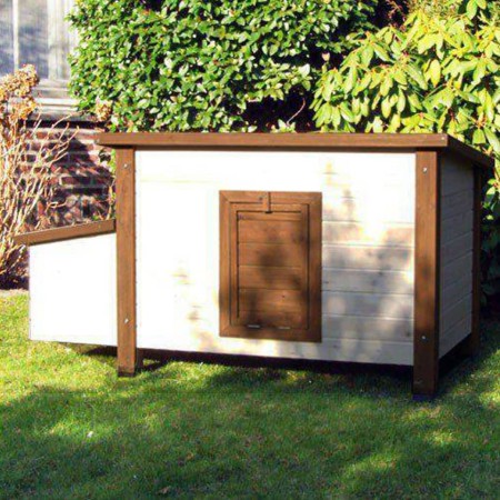 @Pet Gallinero de exterior madera blanco y marrón 136x74,5x75 cm de , Jaulas y habitáculos para animales pequeños - Ref: Foro...