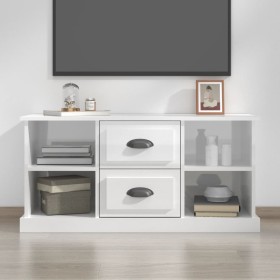 Mueble de TV madera contrachapada blanco brillo 99,5x35,5x48 cm de , Muebles TV - Ref: Foro24-816274, Precio: 74,68 €, Descue...