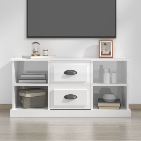 Mueble de TV madera contrachapada blanco brillo 99,5x35,5x48 cm de , Muebles TV - Ref: Foro24-816274, Precio: 74,68 €, Descue...