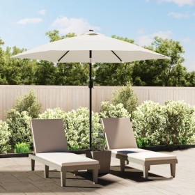 Sombrilla con palo de acero blanca arena 3 m de , Sombrillas - Ref: Foro24-40770, Precio: 63,98 €, Descuento: %