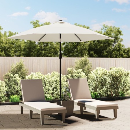 Sombrilla con palo de acero blanca arena 3 m de , Sombrillas - Ref: Foro24-40770, Precio: 63,98 €, Descuento: %