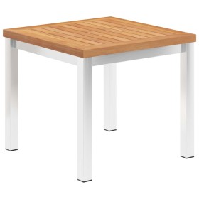 Mesa auxiliar jardín teca maciza y acero inoxidable 45x45x38cm de , Mesas de jardín - Ref: Foro24-46512, Precio: 96,15 €, Des...
