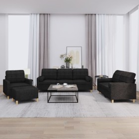 Juego de sofás con cojines 4 piezas tela negro de , Sofás - Ref: Foro24-3201270, Precio: 683,83 €, Descuento: %