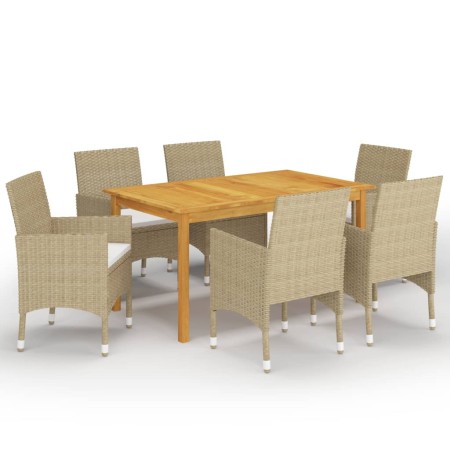 Juego de comedor de jardín de 7 piezas beige de vidaXL, Conjuntos de jardín - Ref: Foro24-3067767, Precio: 549,32 €, Descuent...