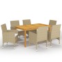 Juego de comedor de jardín de 7 piezas beige de vidaXL, Conjuntos de jardín - Ref: Foro24-3067767, Precio: 549,32 €, Descuent...