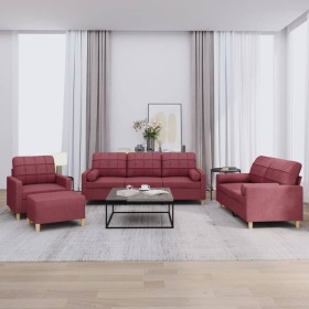 Juego de sofás con cojines 4 piezas tela rojo tinto de , Sofás - Ref: Foro24-3201272, Precio: 634,39 €, Descuento: %