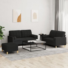 Juego de sofás con cojines 3 piezas tela negro de , Sofás - Ref: Foro24-3201302, Precio: 481,08 €, Descuento: %