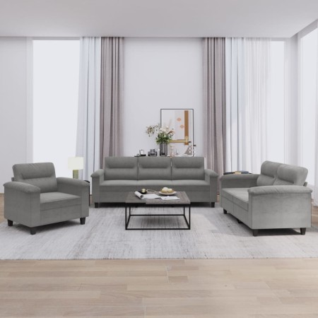 Juego de sofás con cojines 3 piezas tela microfibra gris oscuro de , Sofás - Ref: Foro24-3202292, Precio: 795,16 €, Descuento: %