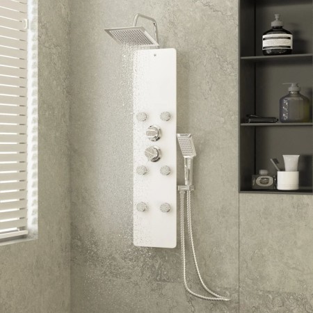 Panel ducha de vidrio 25x47,5x130 cm blanco de , Boquillas de chorro para bañeras y duchas - Ref: Foro24-151419, Precio: 203,...