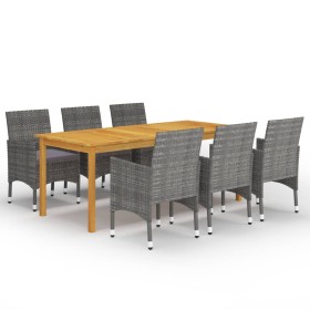 Juego de comedor de jardín de 7 piezas gris de vidaXL, Conjuntos de jardín - Ref: Foro24-3067856, Precio: 562,08 €, Descuento: %