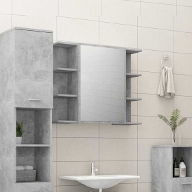 Armario de espejo de baño contrachapada gris 80x20,5x64 cm de , Tocadores de baño - Ref: Foro24-802610, Precio: 89,50 €, Desc...