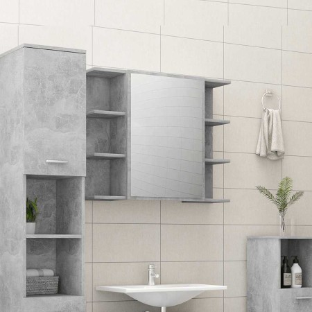 Armario de espejo de baño contrachapada gris 80x20,5x64 cm de , Tocadores de baño - Ref: Foro24-802610, Precio: 89,50 €, Desc...