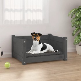 Cama para perros madera maciza de pino gris 55,5x45,5x28 cm de , Camas para perros - Ref: Foro24-821444, Precio: 53,24 €, Des...