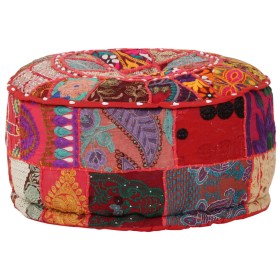 Puf redondo de pachtwork algodón hecho a mano 40x20 cm rojo de , Otomanas - Ref: Foro24-246571, Precio: 46,34 €, Descuento: %
