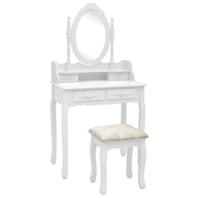 Juego de tocador y taburete madera paulownia blanco 75x69x140cm de , Tocadores para dormitorios - Ref: Foro24-289314, Precio:...
