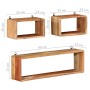 Juego de estantes cubo de pared 3 pzas madera maciza de acacia de , Estantes y estanterías - Ref: Foro24-328262, Precio: 77,8...