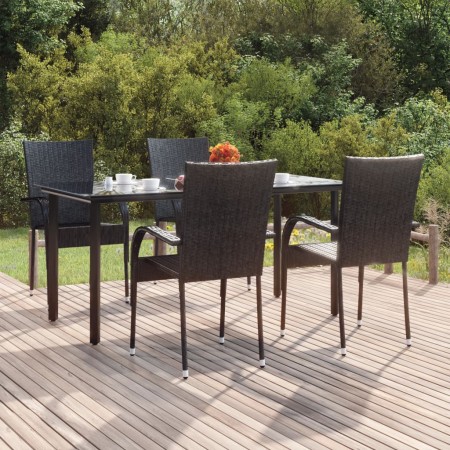 Juego de comedor de jardín 5 piezas ratán sintético negro de , Conjuntos de jardín - Ref: Foro24-3156656, Precio: 334,47 €, D...
