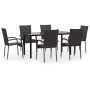 Juego de comedor de jardín 7 piezas ratán sintético marrón de , Conjuntos de jardín - Ref: Foro24-3156661, Precio: 406,51 €, ...