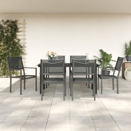 Juego de comedor para jardín 7 piezas acero y textilene negro de , Conjuntos de jardín - Ref: Foro24-3200731, Precio: 407,15 ...