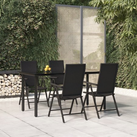 Juego de comedor de jardín 5 piezas ratán sintético negro de , Conjuntos de jardín - Ref: Foro24-3156512, Precio: 376,55 €, D...