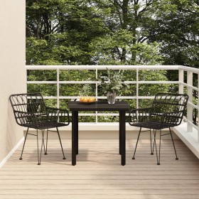 Juego de comedor de jardín 3 piezas ratán sintético negro de , Conjuntos de jardín - Ref: Foro24-3157866, Precio: 222,80 €, D...
