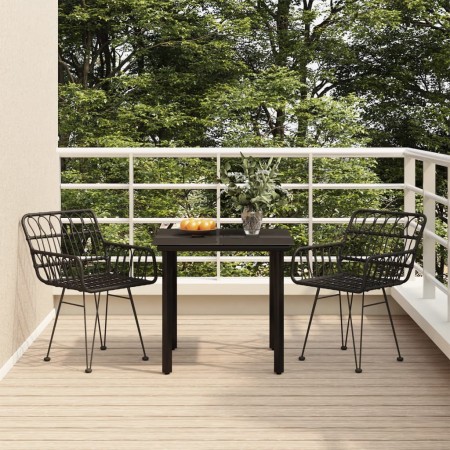 Juego de comedor de jardín 3 piezas ratán sintético negro de , Conjuntos de jardín - Ref: Foro24-3157866, Precio: 222,80 €, D...