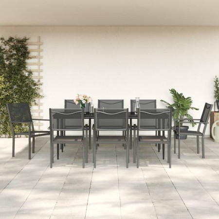 Juego de comedor para jardín 9 piezas acero y textilene negro de , Conjuntos de jardín - Ref: Foro24-3200725, Precio: 644,82 ...