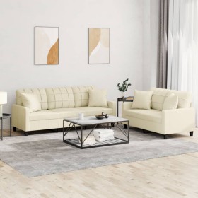 Juego de sofás con cojines 2 piezas cuero sintético color crema de , Sofás - Ref: Foro24-3201389, Precio: 492,63 €, Descuento: %