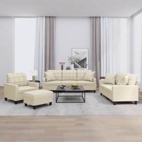 Juego de sofás con cojines 4 piezas cuero sintético color crema de , Sofás - Ref: Foro24-3201354, Precio: 657,19 €, Descuento: %