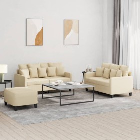 Juego de sofás con cojines 3 piezas tela crema de , Sofás - Ref: Foro24-3201658, Precio: 505,08 €, Descuento: %