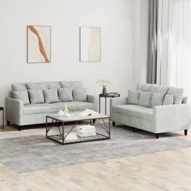 Juego de sofás con cojines 2 piezas terciopelo gris claro de , Sofás - Ref: Foro24-3201700, Precio: 425,54 €, Descuento: %