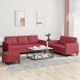 Juego de sofás con cojines 3 piezas cuero sintético rojo tinto de , Sofás - Ref: Foro24-3201768, Precio: 481,19 €, Descuento: %