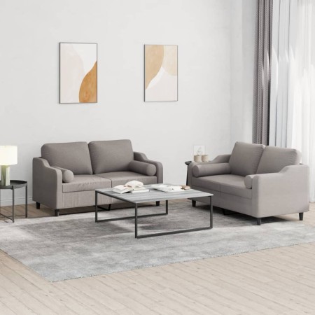 Juego de sofás con cojines 2 piezas tela gris taupe de , Sofás - Ref: Foro24-3201825, Precio: 445,35 €, Descuento: %