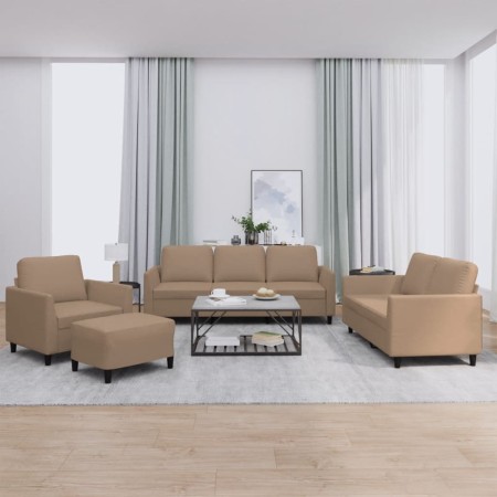 Juego de sofás con cojines 4 piezas cuero sintético capuchino de , Sofás - Ref: Foro24-3201749, Precio: 627,26 €, Descuento: %