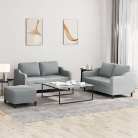 Juego de sofás con cojines 3 piezas tela gris claro de , Sofás - Ref: Foro24-3201810, Precio: 464,43 €, Descuento: %