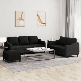 Juego de sofás con cojines 3 piezas tela negro de , Sofás - Ref: Foro24-3201846, Precio: 515,54 €, Descuento: %