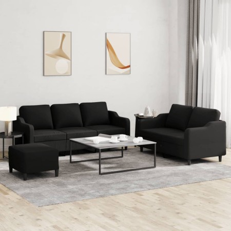 Juego de sofás con cojines 3 piezas tela negro de , Sofás - Ref: Foro24-3201846, Precio: 515,54 €, Descuento: %