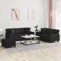 Juego de sofás con cojines 3 piezas cuero sintético negro de , Sofás - Ref: Foro24-3201929, Precio: 607,43 €, Descuento: %