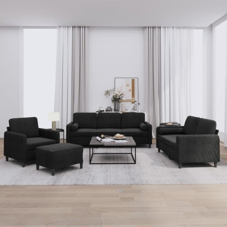 Juego de sofás con cojines 4 piezas terciopelo negro de , Sofás - Ref: Foro24-3201969, Precio: 702,08 €, Descuento: %