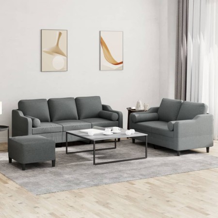 Juego de sofás con cojines 3 piezas tela gris oscuro de , Sofás - Ref: Foro24-3201859, Precio: 553,90 €, Descuento: %