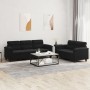 Juego de sofás con cojines 2 piezas tela microfibra negro de , Sofás - Ref: Foro24-3202341, Precio: 596,71 €, Descuento: %