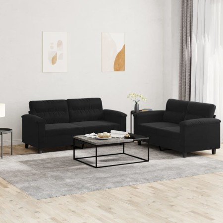 Juego de sofás con cojines 2 piezas tela microfibra negro de , Sofás - Ref: Foro24-3202317, Precio: 550,70 €, Descuento: %