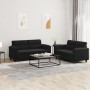 Juego de sofás con cojines 2 piezas tela microfibra negro de , Sofás - Ref: Foro24-3202317, Precio: 550,70 €, Descuento: %