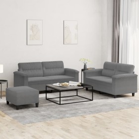 Juego de sofás con cojines 3 piezas tela microfibra gris oscuro de , Sofás - Ref: Foro24-3202322, Precio: 522,14 €, Descuento: %