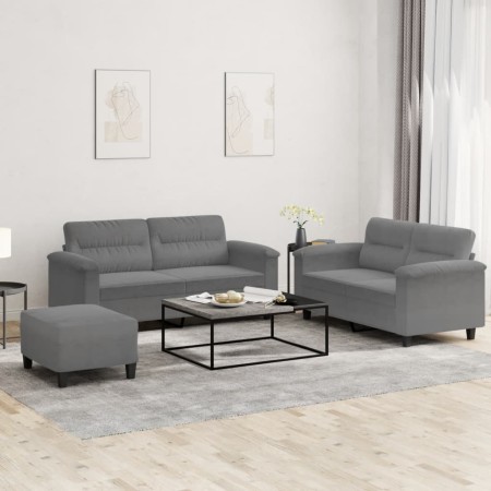 Juego de sofás con cojines 3 piezas tela microfibra gris oscuro de , Sofás - Ref: Foro24-3202322, Precio: 522,14 €, Descuento: %