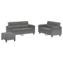 Juego de sofás con cojines 3 piezas tela microfibra gris oscuro de , Sofás - Ref: Foro24-3202322, Precio: 522,14 €, Descuento: %
