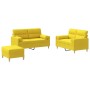 Juego de sofás con cojines 3 piezas tela amarillo claro de , Sofás - Ref: Foro24-3201597, Precio: 423,85 €, Descuento: %